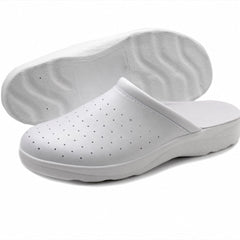 Ciabatte Sanitarie Anatomiche in Pelle da Uomo - Bianco Uomo