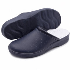 Ciabatte Sanitarie Anatomiche in Pelle da Uomo - Blu Uomo