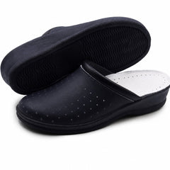 Ciabatte Sanitarie Anatomiche in Pelle da Donna - Blu Donna