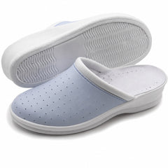 Ciabatte Sanitarie Anatomiche in Pelle da Donna - Celeste Donna