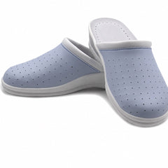 Ciabatte Sanitarie Anatomiche in Pelle da Donna - Celeste Donna