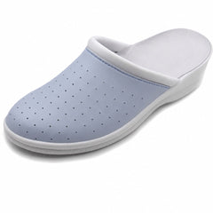 Ciabatte Sanitarie Anatomiche in Pelle da Donna - Celeste Donna