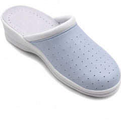 Ciabatte Sanitarie Anatomiche in Pelle da Donna - Celeste Donna