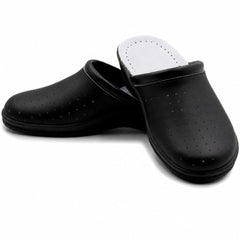 Ciabatte Sanitarie Anatomiche in Pelle da Donna - Nero Donna